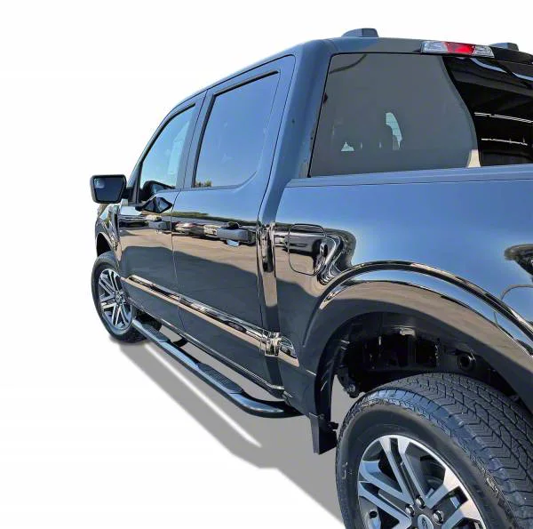 3-Inch Round Side Step Bars; Black (17-26 F-250 Super Duty SuperCrew)
