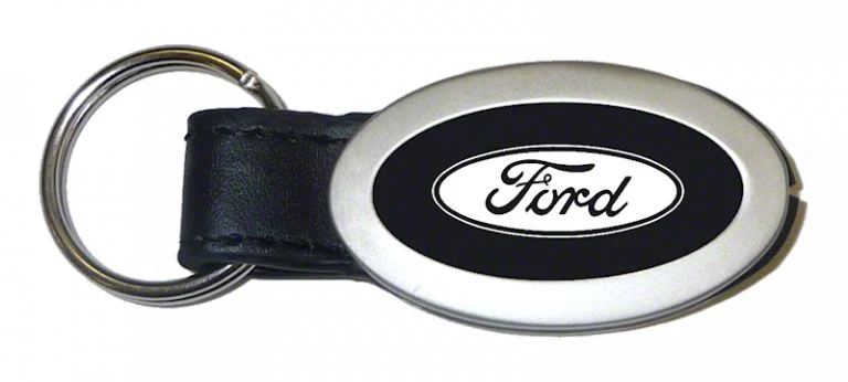 Ford Leather Key Fob; Black Oval