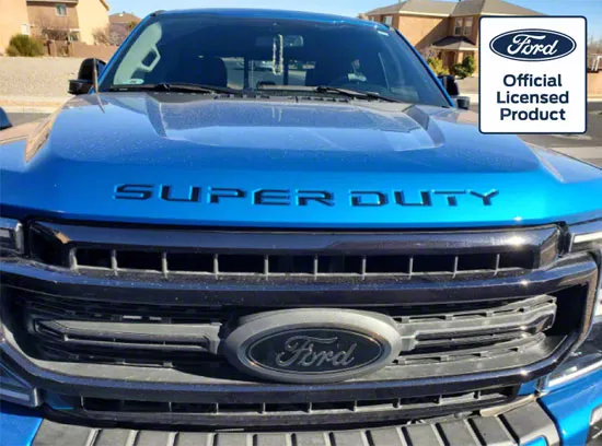 Hood Insert Letters; Matte Black (17-22 F-250 Super Duty)