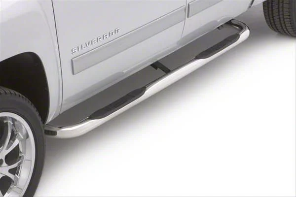 3-Inch Round Bent Nerf Side Step Bars; Polished Stainless (11-16 F-250 Super Duty SuperCrew)