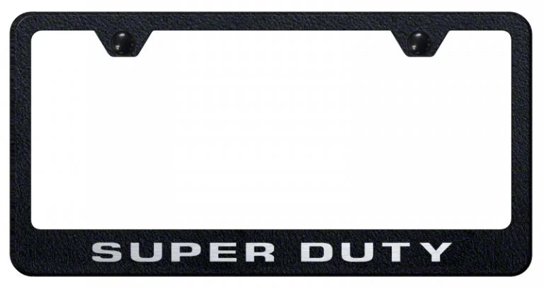 Super Duty Laser Etched Stainless Steel License Plate Frame; Rugged Black (Universal; Some Adaptation May Be Required)