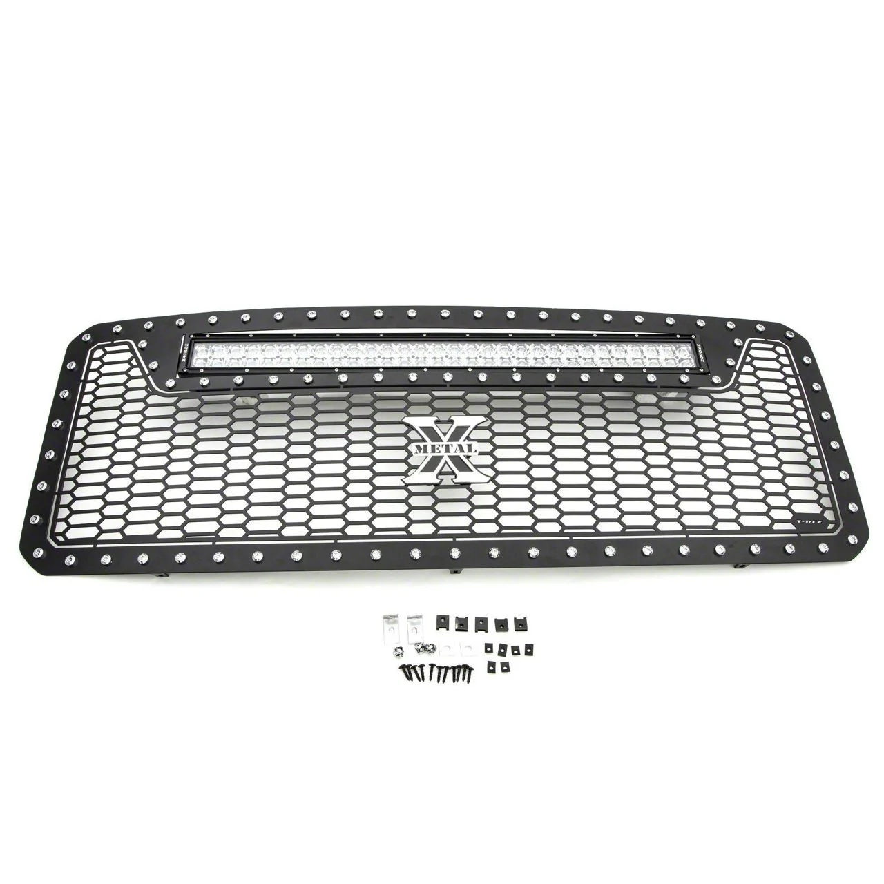 T-REX Grilles Laser Torch Series Upper Grille Insert with 30-Inch LED Light Bar; Black (11-16 F-350 Super Duty)