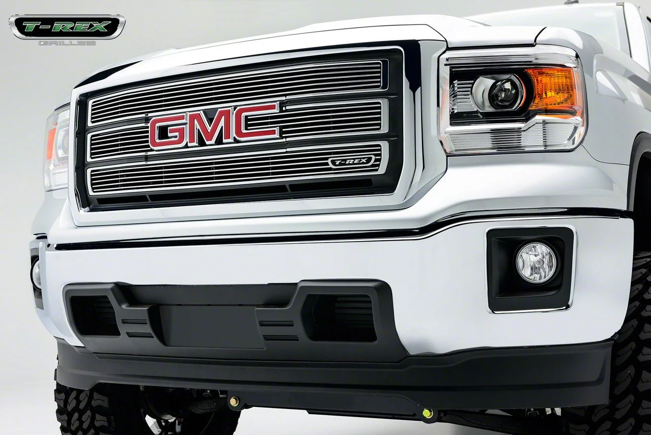 T-REX Grilles Billet Series Upper Overlay Grille; Polished (14-15 Sierra 1500)