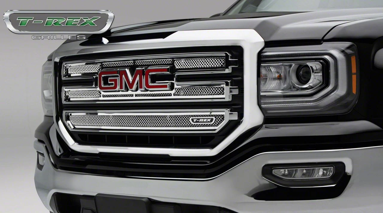T-REX Grilles Upper Class Series Upper Grille Overlay; Polished (16-18 Sierra 1500 SLT)