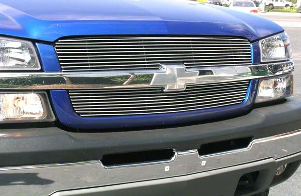 T-REX Grilles Billet Series Upper Overlay Grilles; Polished (03-05 Silverado 1500)