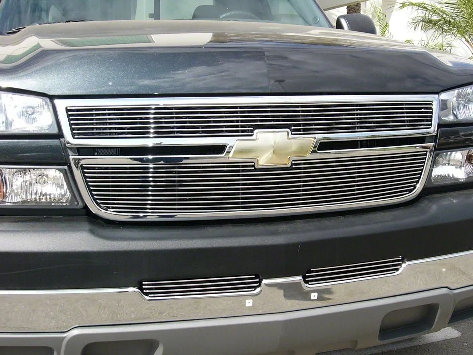 T-REX Grilles Billet Series Upper Overlay Grilles; Polished (2006 Silverado 1500)