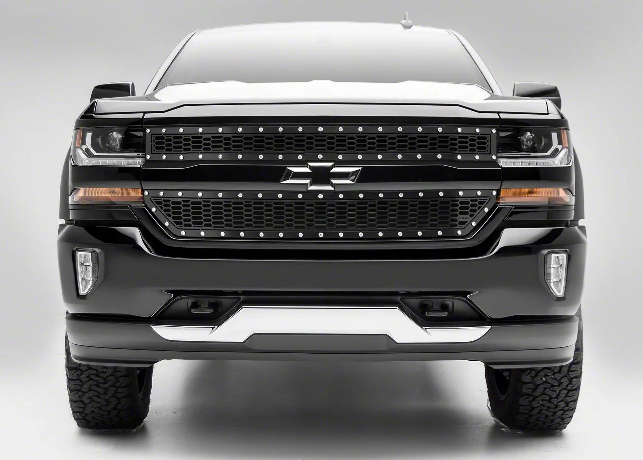 T-REX Grilles Laser X-Metal Series Upper Grille Overlay; Black (16-18 Silverado 1500 w/o Z71 Package)