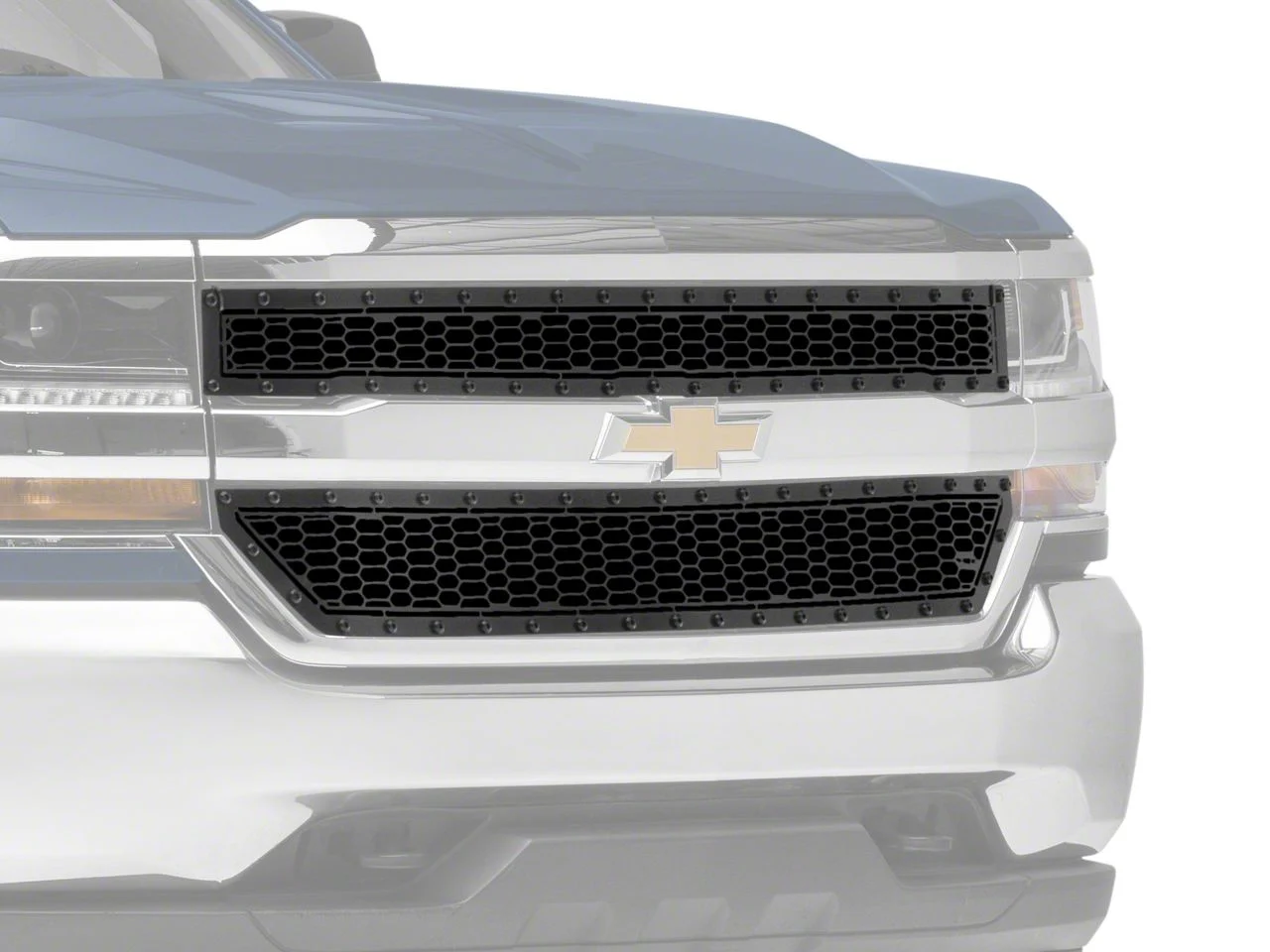 T-REX Grilles Stealth Laser X-Metal Series Upper Grille Overlay; Black (16-18 Silverado 1500 w/o Z71 Package)