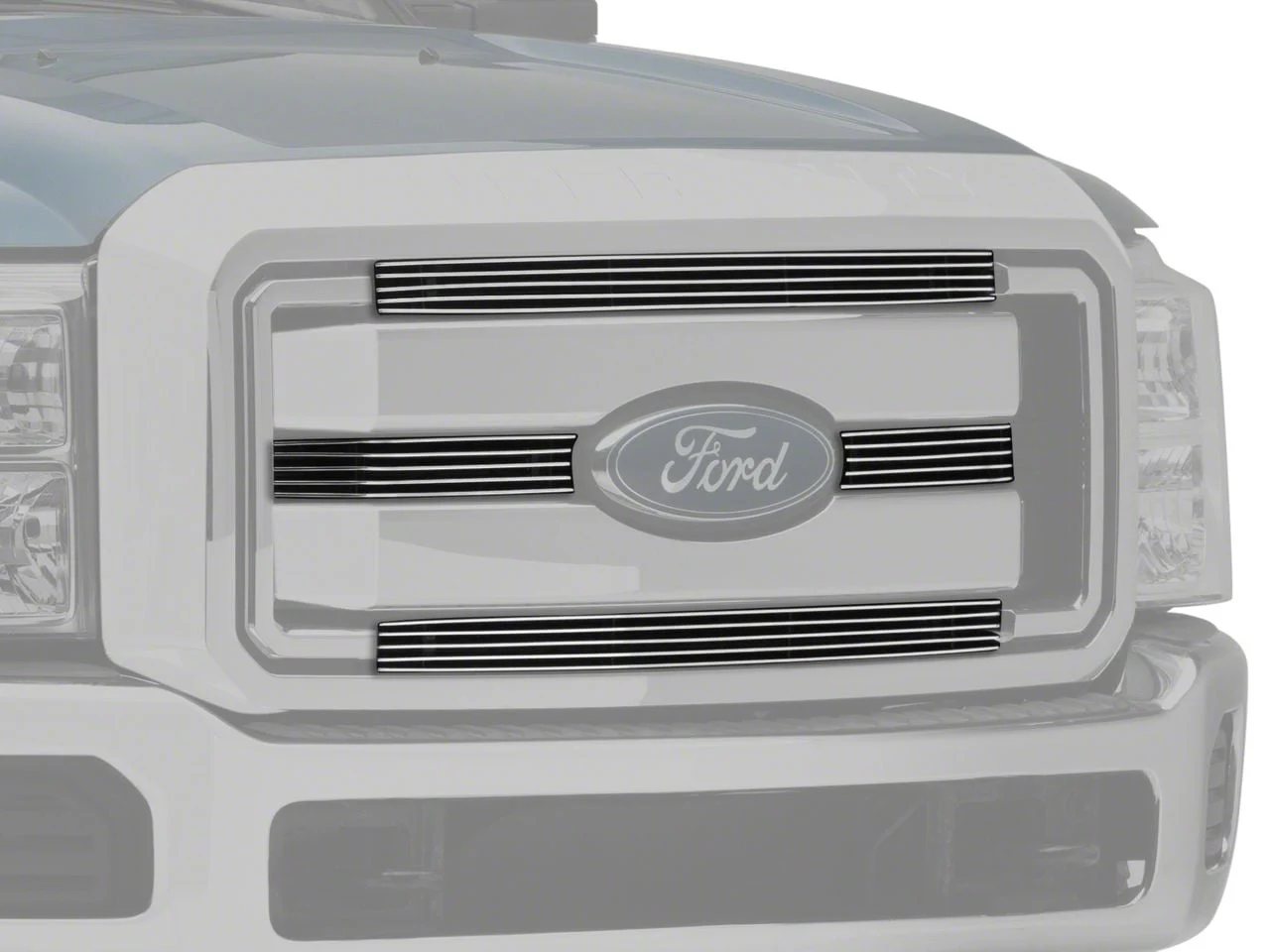 T-REX Grilles Billet Series 4-Piece Upper Overlay Grilles; Polished (11-16 F-250 Super Duty)
