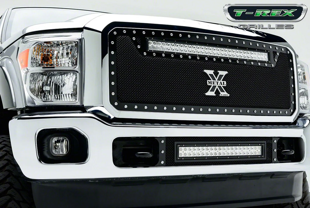 T-REX Grilles Torch Series Upper Replacement Grille with 30-Inch LED Light Bar; Black (11-16 F-250 Super Duty)