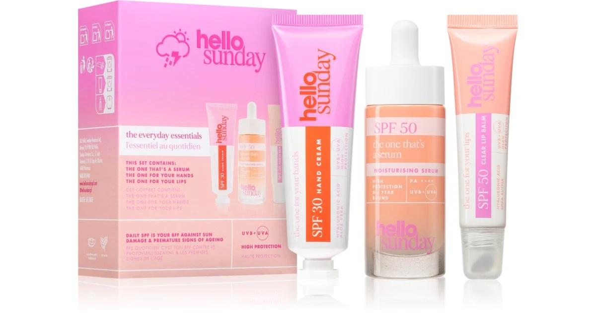 hello sunday the everyday essentials set per una pelle luminosa 3 pezzi