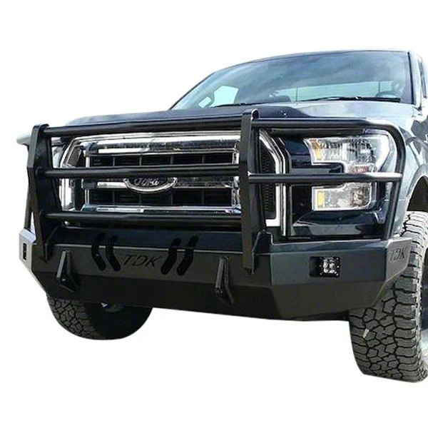 Throttle Down Kustoms Standard Front Bumper with Grille Guard; Bare Metal (18-20 F-150, Excluding Raptor)