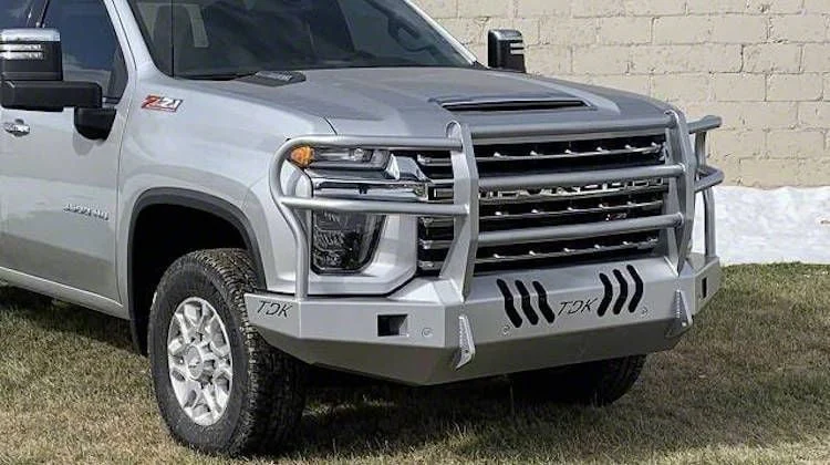 Throttle Down Kustoms Standard Front Bumper with Grille Guard; Bare Metal (20-23 Silverado 2500 HD)