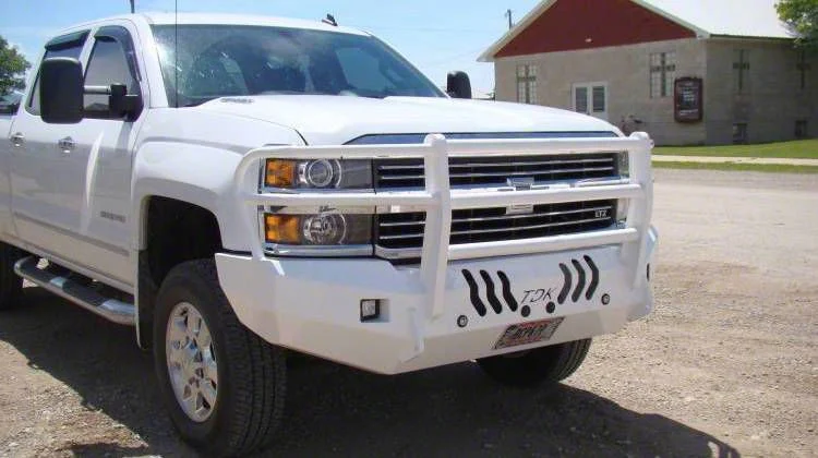 Throttle Down Kustoms Standard Front Bumper with Grille Guard; Bare Metal (15-19 Silverado 3500 HD)