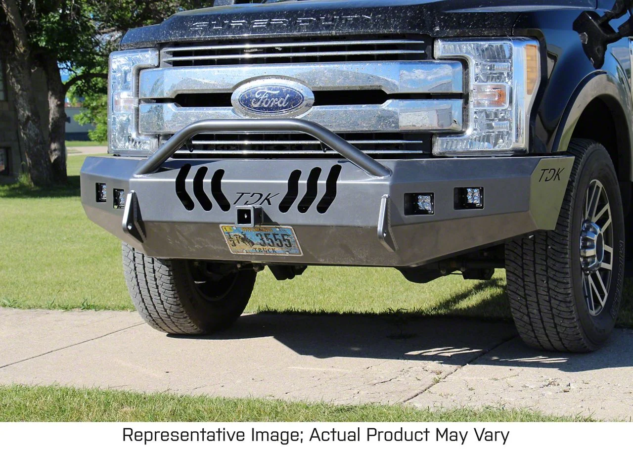 Throttle Down Kustoms Push Bar Front Bumper; Bare Metal (17-19 F-250 Super Duty)