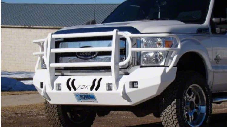 Throttle Down Kustoms Standard Front Bumper with Grille Guard; Bare Metal (11-16 F-250 Super Duty)
