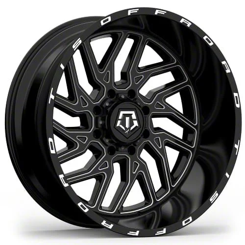 TIS 544BM Gloss Black Milled 8-Lug Wheel; 24x12; -44mm Offset (11-16 F-350 Super Duty SRW)