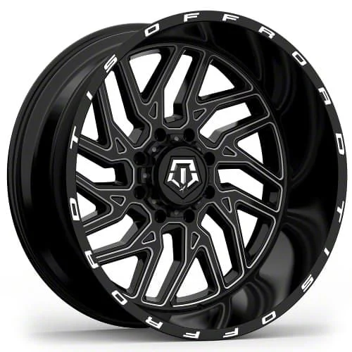 TIS 544BM Gloss Black Milled 8-Lug Wheel; 22x14; -76mm Offset (17-22 F-350 Super Duty SRW)