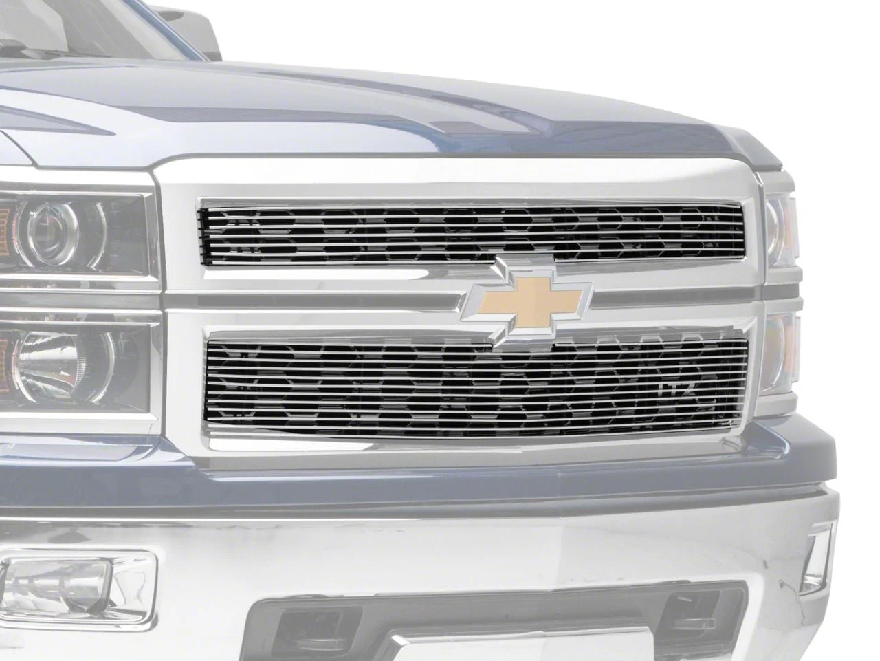 T-REX Grilles Billet Series Upper Overlay Grilles; Polished (14-15 Silverado 1500)