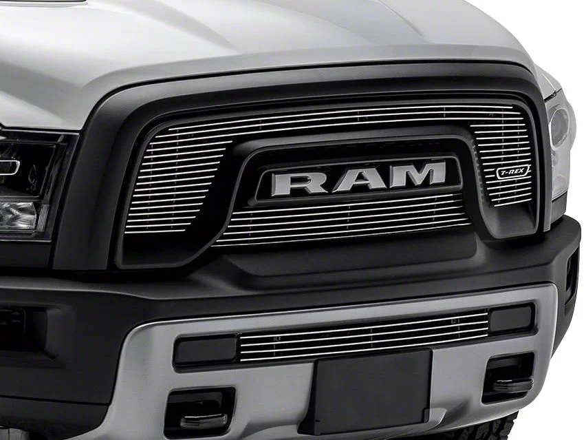 T-REX Grilles Billet Series Upper Overlay Grilles; Polished (15-18 RAM 1500 Rebel)