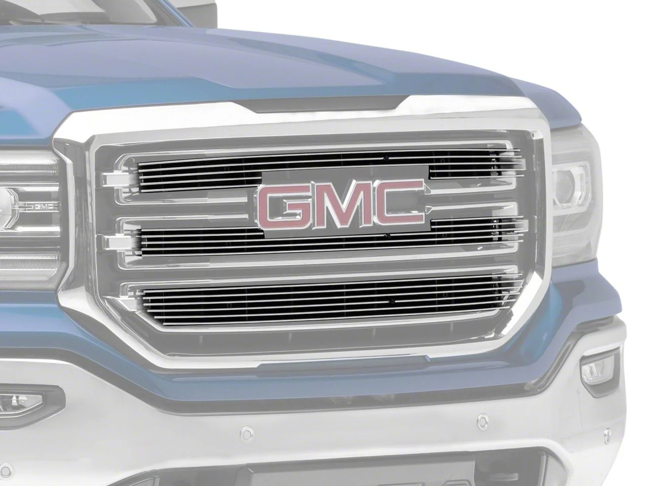 T-REX Grilles Laser Billet Series Upper Overlay Grilles; Polished (16-18 Sierra 1500 Base, SLE)