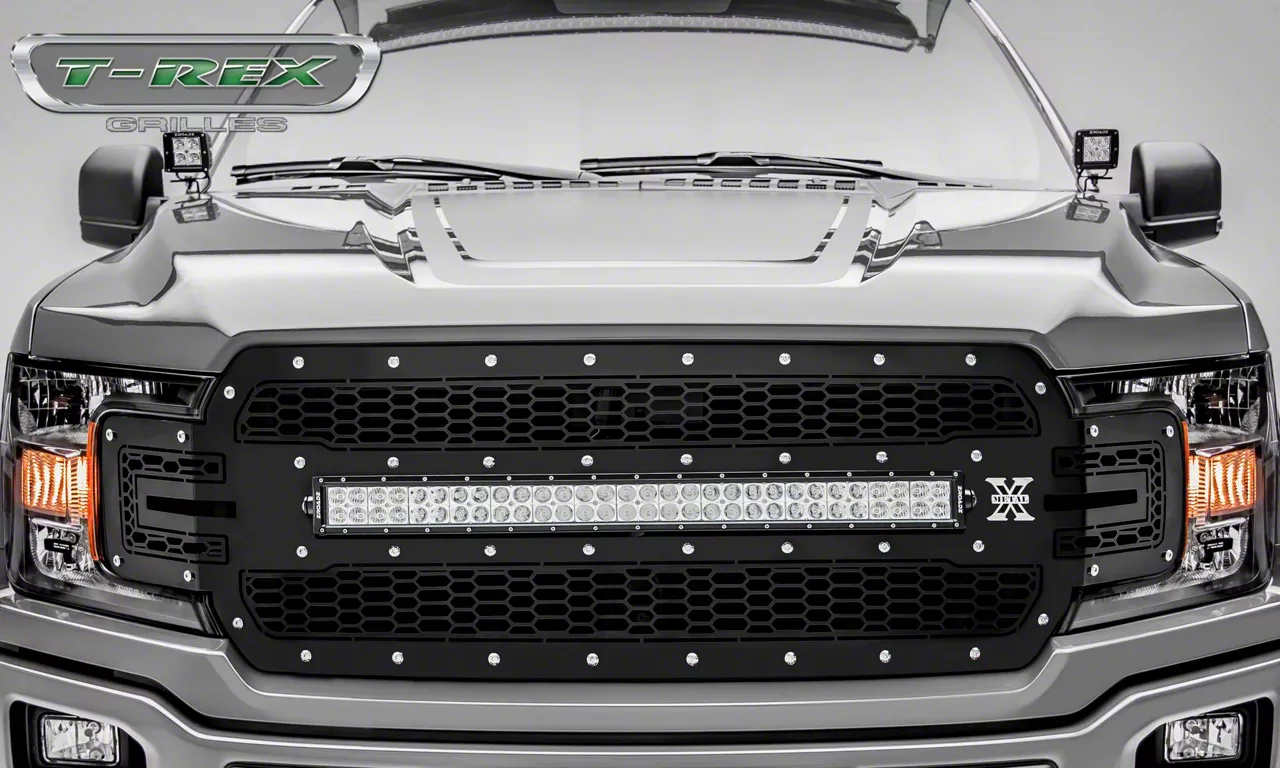 T-REX Grilles Laser Torch Series Upper Replacement Grille with 30-Inch LED Light Bar; Black (18-20 F-150, Excluding Raptor)