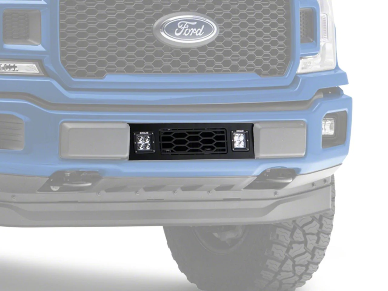 T-REX Grilles Revolver Series Lower Bumper Grille Insert with 3-Inch LED Cube Lights; Black (18-20 2.7L/3.5L EcoBoost F-150, Excluding Raptor)