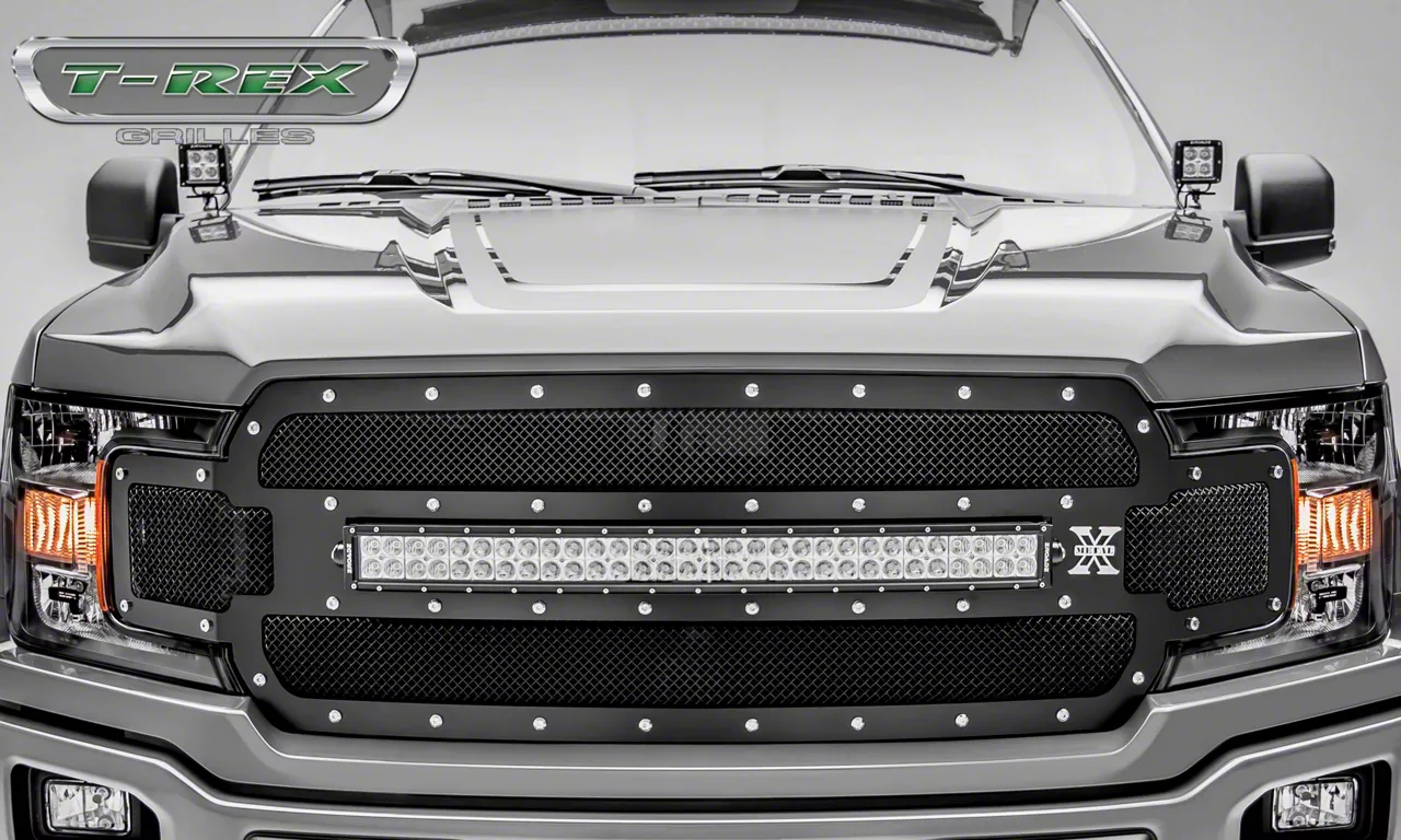T-REX Grilles Torch Series Upper Replacement Grille with 30-Inch LED Light Bar; Black (18-20 F-150, Excluding Raptor)