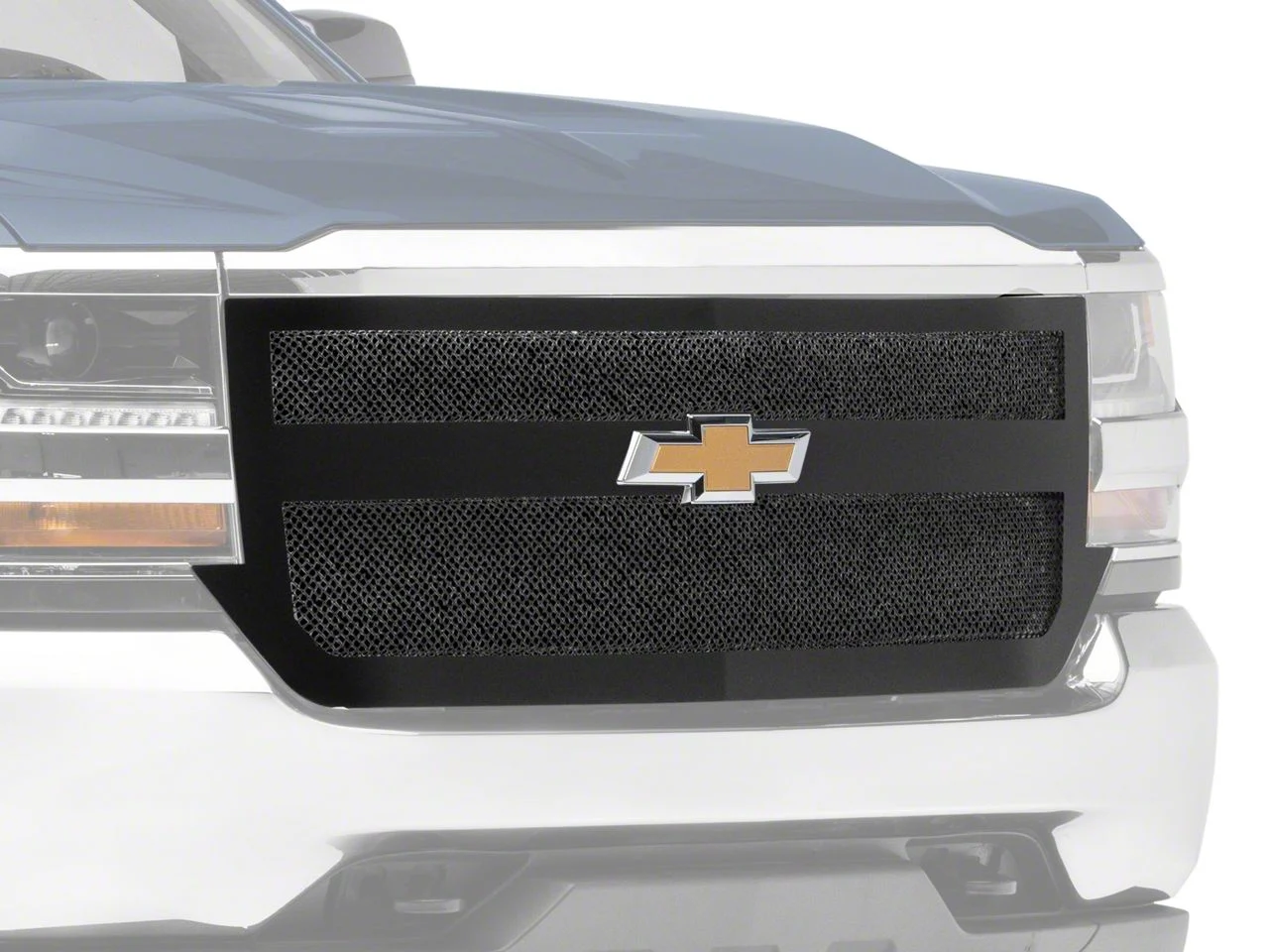 T-REX Grilles Upper Class Series Mesh 1-Bar Design Upper Replacement Grille; Black (16-18 Silverado 1500)