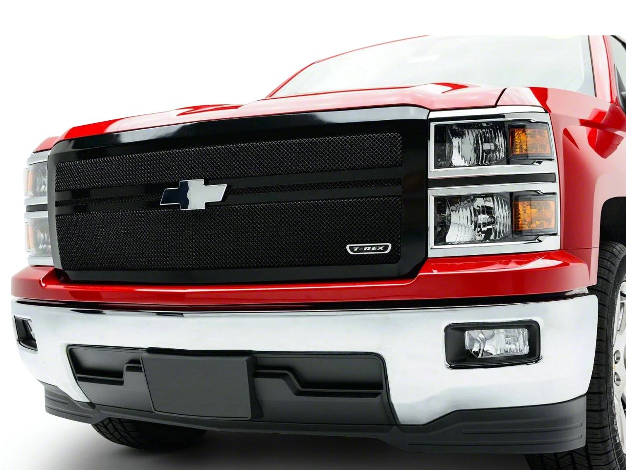 T-REX Grilles Upper Class Series Mesh 2-Bar Design Upper Replacement Grille; Black (14-15 Silverado 1500)