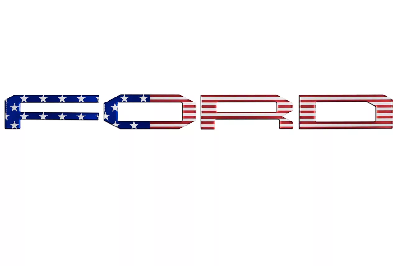Front Grille Letter Overlays; American Flag Edition (17-20 F-150 Raptor)