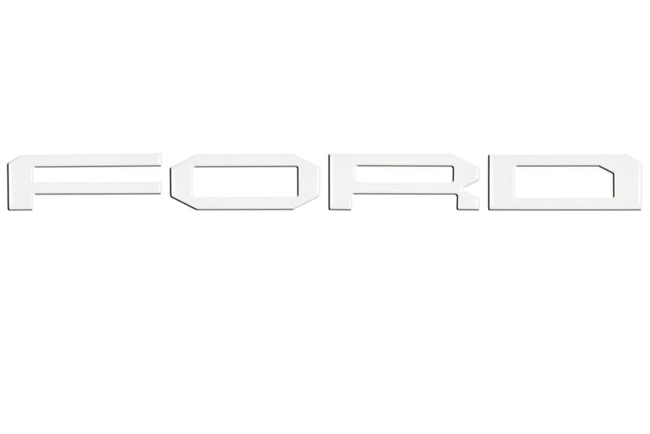 Front Grille Letter Overlays; Gloss White (17-20 F-150 Raptor)