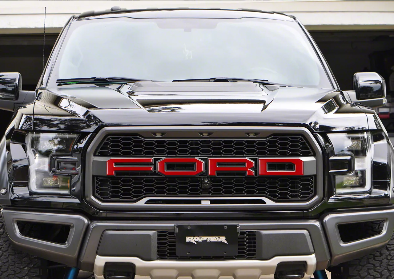 Front Grille Letter Overlays; Matte Red (17-20 F-150 Raptor)