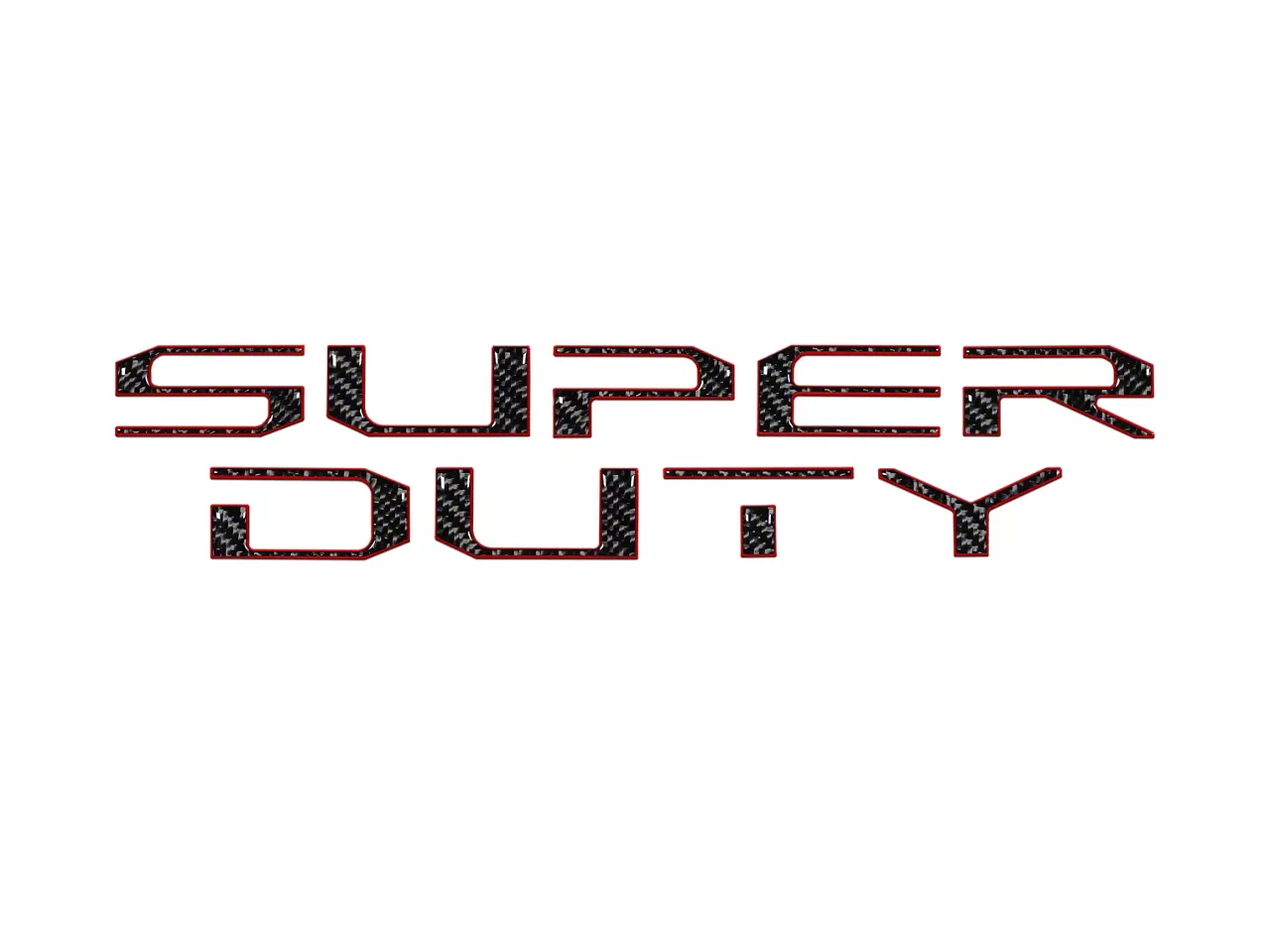 Hood Insert Letters; Domed Carbon Fiber with Red Outline (17-22 F-350 Super Duty)