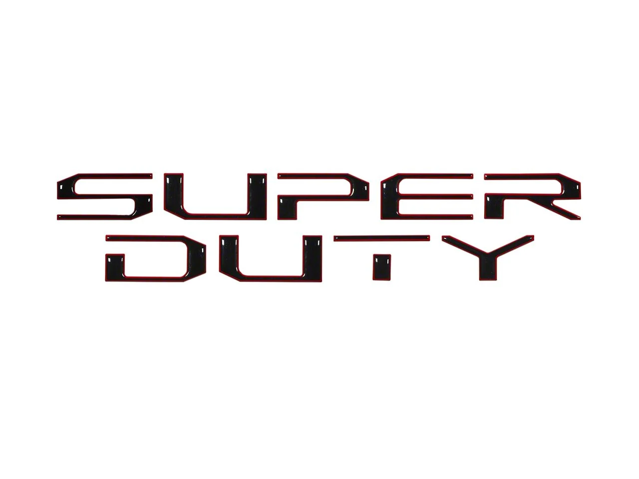 Hood Insert Letters; Gloss Black with Red Outline (17-22 F-350 Super Duty)