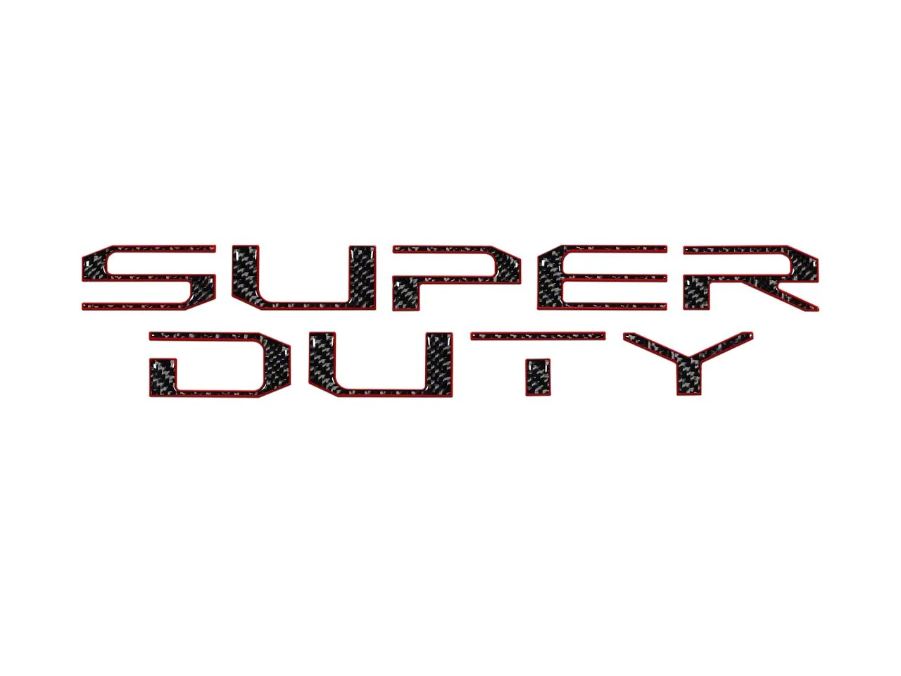 Hood Insert Letters; Domed Carbon Fiber with Red Outline (17-22 F-250 Super Duty)