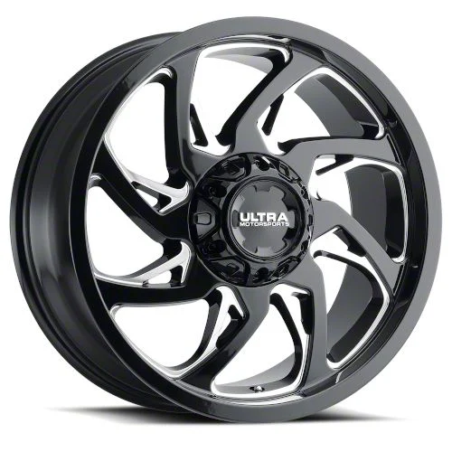 Ultra Wheels Villain Gloss Black Milled 8-Lug Wheel; 18x9; 12mm Offset (17-22 F-250 Super Duty)