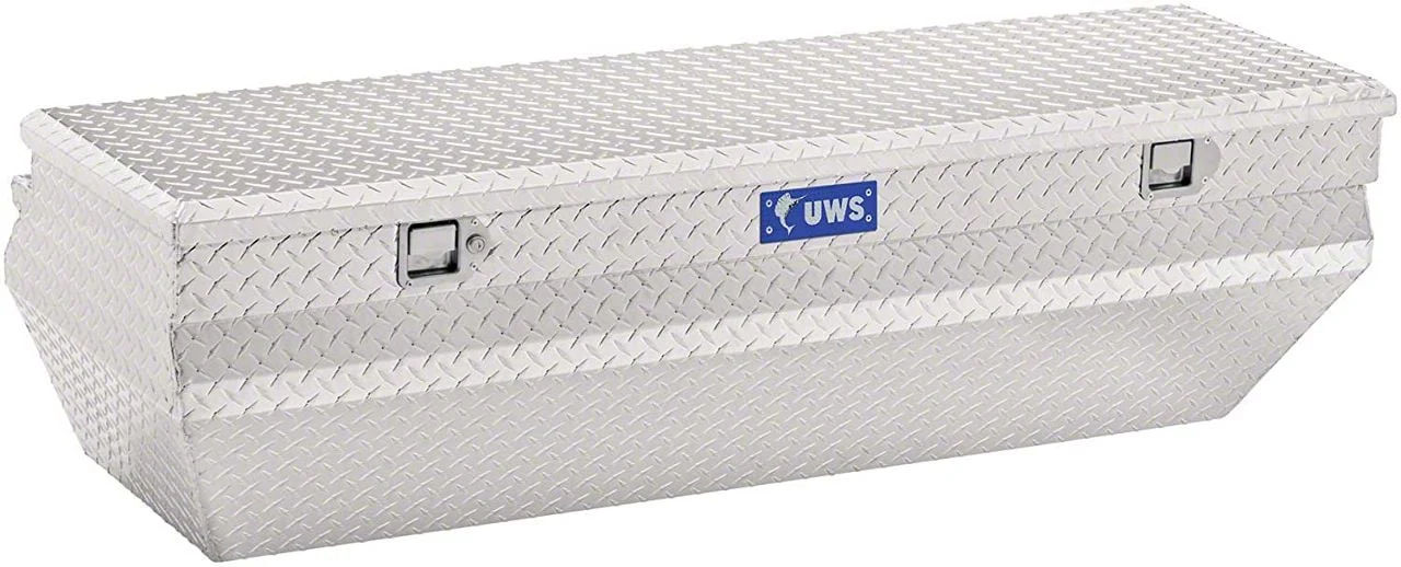 UWS 62-Inch Aluminum Wedge Angled Utility Chest Tool Box; Bright (03-18 RAM 1500 w/ 8-Foot Box)