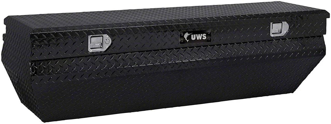 UWS 62-Inch Aluminum Wedge Angled Utility Chest Tool Box; Gloss Black (03-18 RAM 1500 w/ 8-Foot Box)