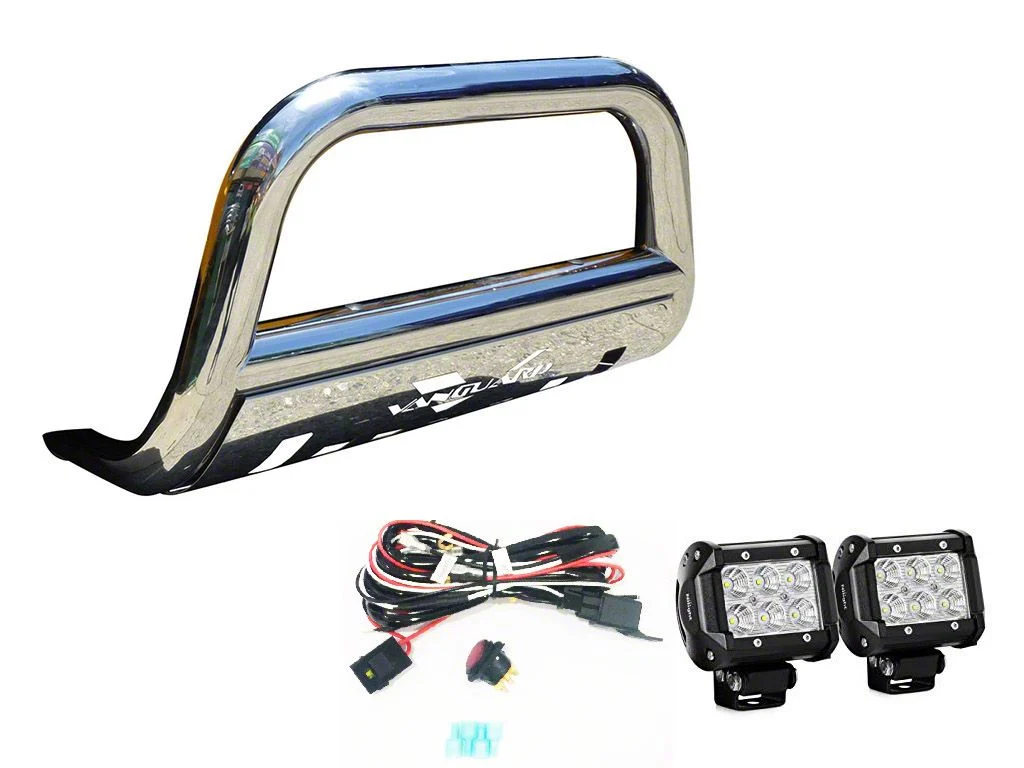 3-Inch Bull Bar with LED Cube Lights; Stainless Steel (09-18 RAM 1500, Excluding Rebel)