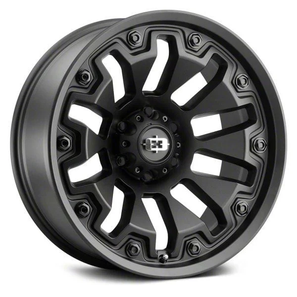 Armor Satin Black with Black Bolt Inserts 6-Lug Wheel; 20x9; 12mm Offset (14-18 Sierra 1500)