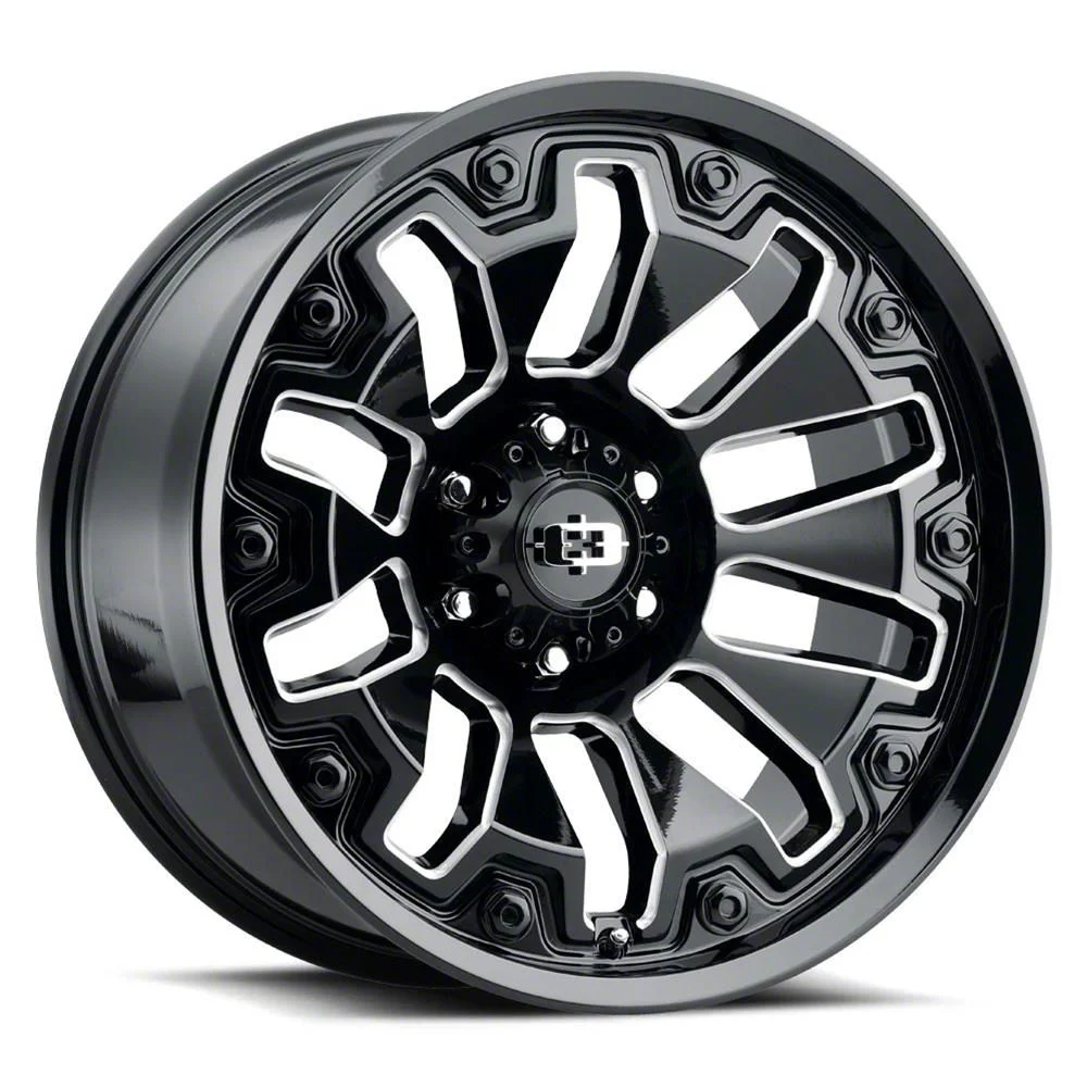 Armor Gloss Black Milled with Black Bolt Inserts 6-Lug Wheel; 18x9; 12mm Offset (21-26 Tahoe)
