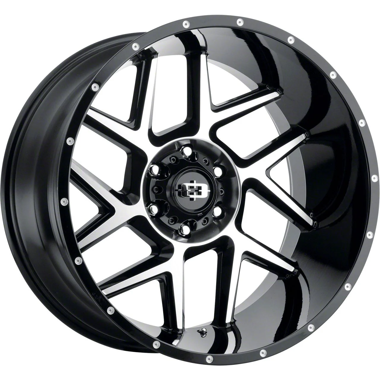 Sliver Gloss Black Machined 8-Lug Wheel; 22x12; -51mm Offset (17-22 F-350 Super Duty SRW)