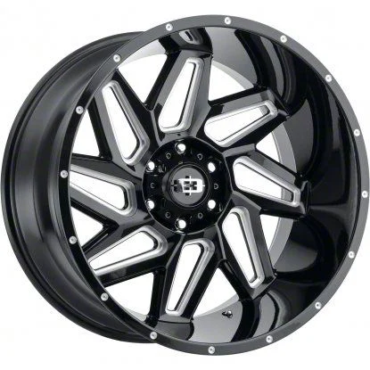 Spyder Gloss Black Milled 8-Lug Wheel; 22x14; -76mm Offset (11-16 F-350 Super Duty SRW)