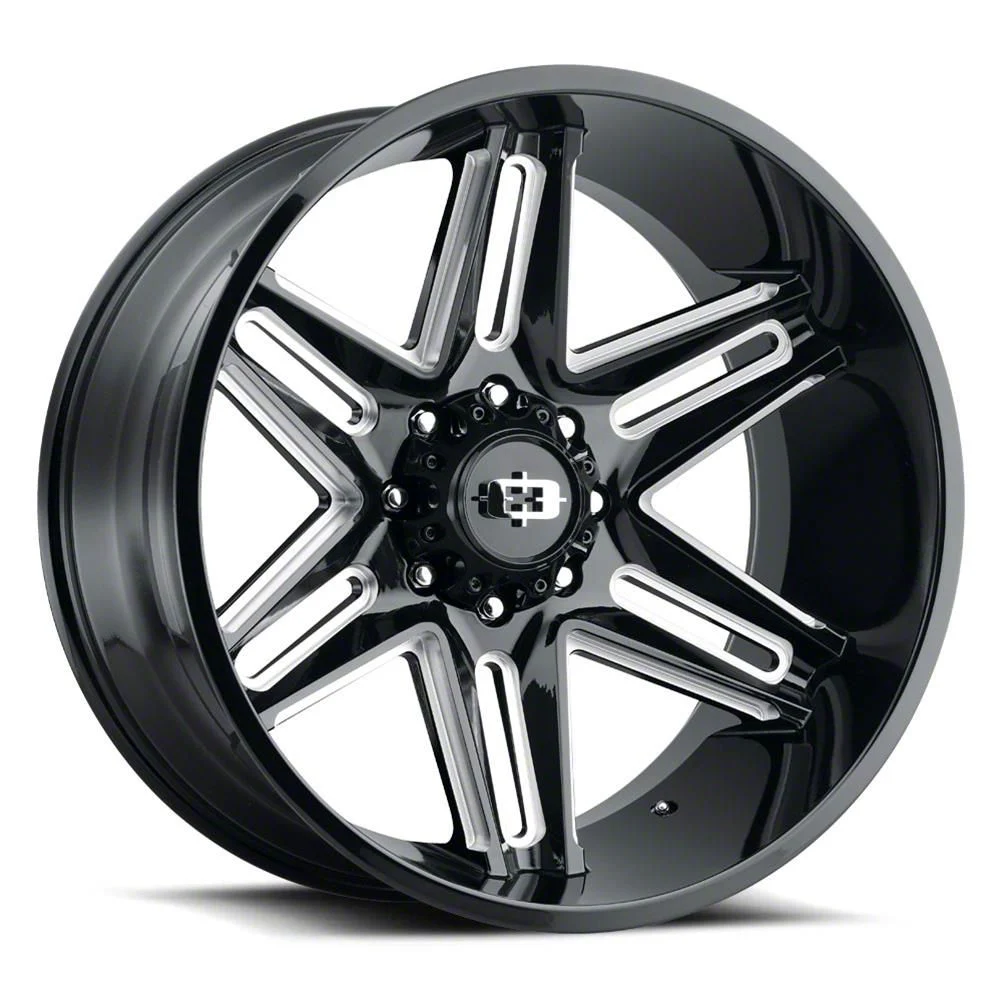Razor Gloss Black Milled 8-Lug Wheel; 22x12; -51mm Offset (17-22 F-350 Super Duty SRW)