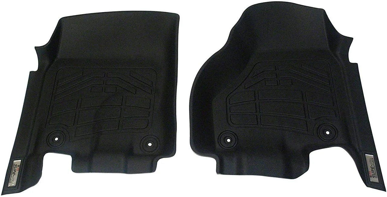 RedRock Sure-Fit Front Floor Liners; Black (12-18 RAM 2500 Crew Cab, Mega Cab w/ Two Retention Hooks)