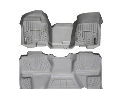 Weathertech DigitalFit Front Over the Hump and Rear Floor Liners; Gray (07-13 Sierra 1500 Extended Cab)