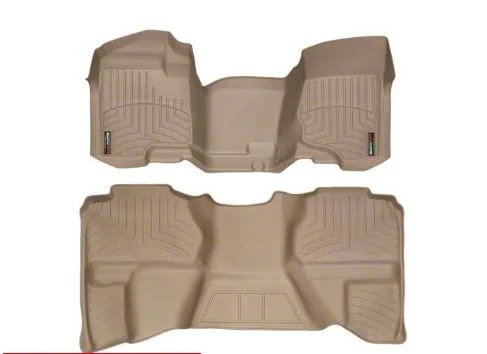 Weathertech DigitalFit Front Over the Hump and Rear Floor Liners; Tan (07-13 Sierra 1500 Extended Cab)