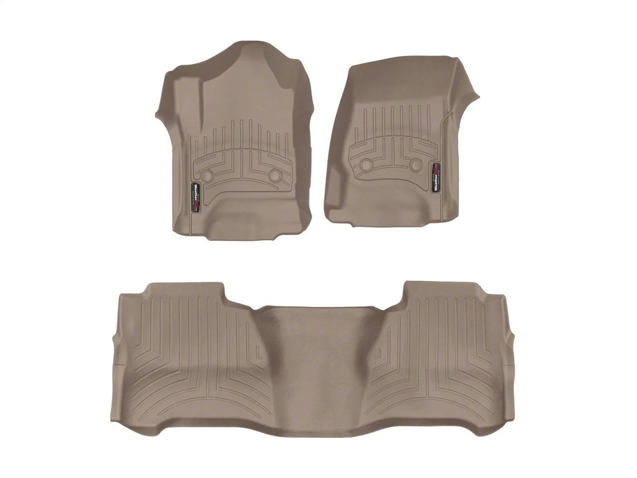 Weathertech DigitalFit Front and Rear Floor Liners; Tan (14-18 Sierra 1500 Crew Cab w/ Floor Mounted Shifter)