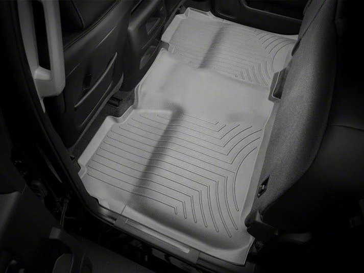 Weathertech DigitalFit Rear Floor Liner with Underseat Coverage; Gray (14-18 Silverado 1500 Crew Cab)